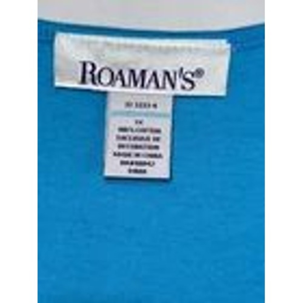 Roaman's Women's 1X Blue Tie Dye Embellished V Neck Short Sleeve T Shirt Top - Picture 4 of 8